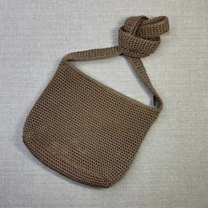 The Sak 90s Y2K Vintage Crochet Crossbody Bag Small Size Tan Brown